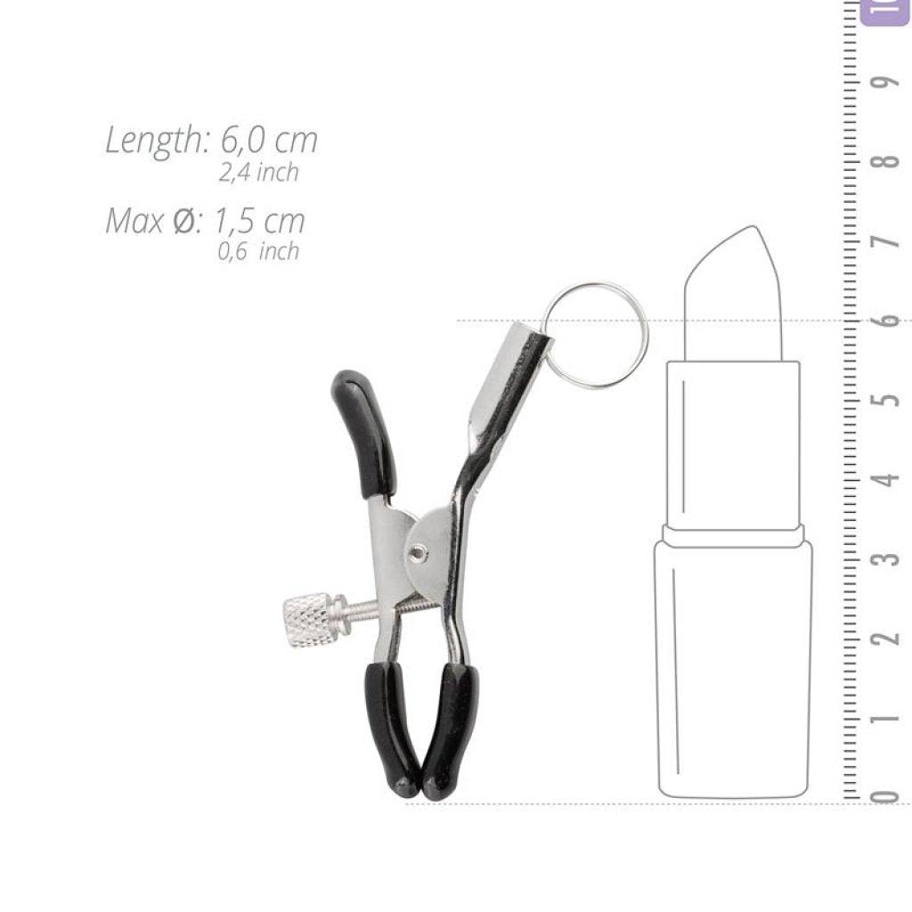 Fetish Collection Adjustable Metal Screw Nipple Clamps with Rings - Adult Toys