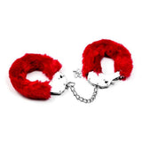 Fetish Pleasure Fluffy Hand Cuffs Red - Adult Toys