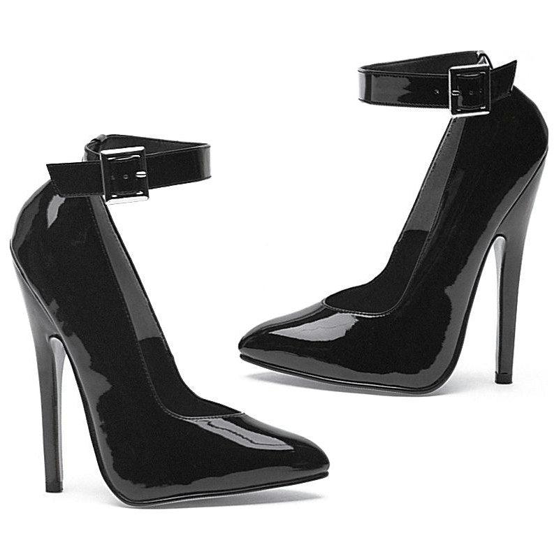 Fetish Pump w Ankle Strap Black 6in - Lingerie
