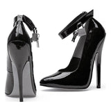 Fetish Pump w Lock and Key Black 6in - Lingerie