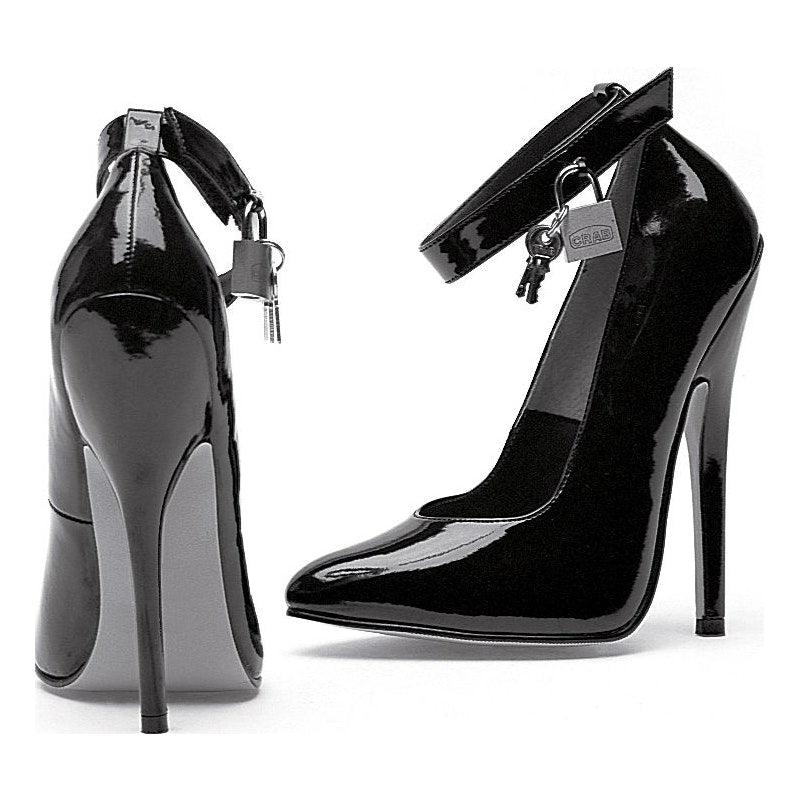 Fetish Pump w Lock and Key Black 6in - Lingerie