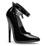Fetish Pump w Lock and Key Black 6in - Lingerie