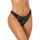 Floral Lace Thong Black - Lingerie