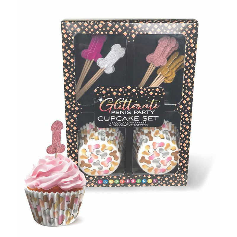 Glitterati - Penis Party Cupcake Set - Party Cupcake Set - Set of 24 - Naughty by Nature Adult Store