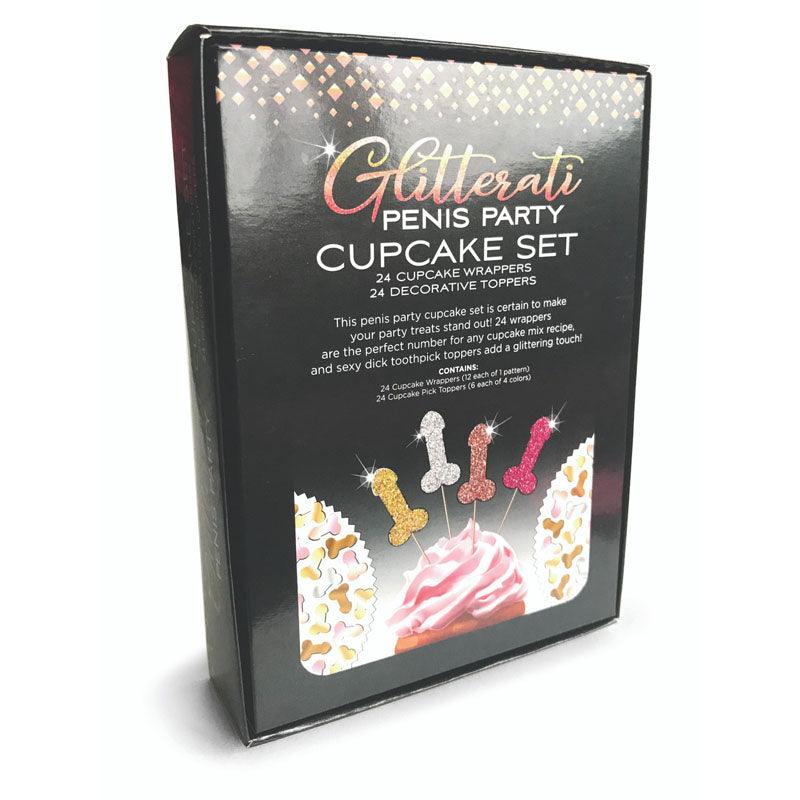 Glitterati - Penis Party Cupcake Set - Party Cupcake Set - Set of 24 - Novelties