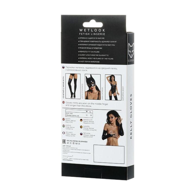 Glossy Wetlook Above the Elbow Gloves Kelly - Lingerie