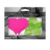 GLOW Fashion Pasties Set - Neon Green & Solid Pink - 2 Sets Included - Naughty by Nature Adult Store