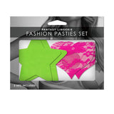 GLOW Fashion Pasties Set - Solid Neon Green & Pink - 2 Sets Included - Naughty by Nature Adult Store