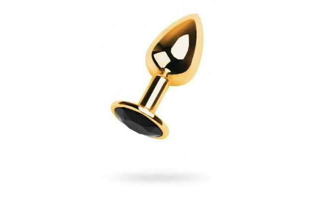 Gold Metal Anal Plug w Black Tourmaline Gem Small - Naughty by Nature Adult Store