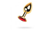 Gold Metal Anal Plug w Red Ruby Gem Small - Adult Toys