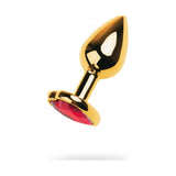 Gold Metal Anal Plug w Red Ruby Heart Crystal Small - Naughty by Nature Adult Store