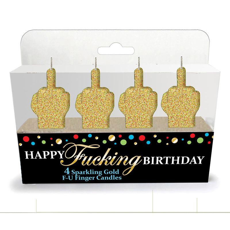 Happy Fucking Birthday FU Candle Set - Novelty Party Candles - Set of 4 - Naughty by Nature Adult Store