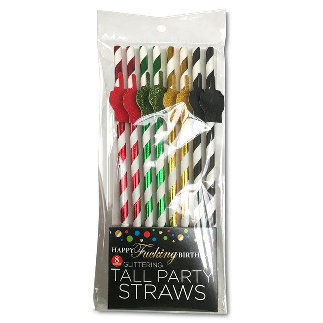 Happy Fucking Birthday Tall Party Straws - Party Straws - 8 Pack - Novelties