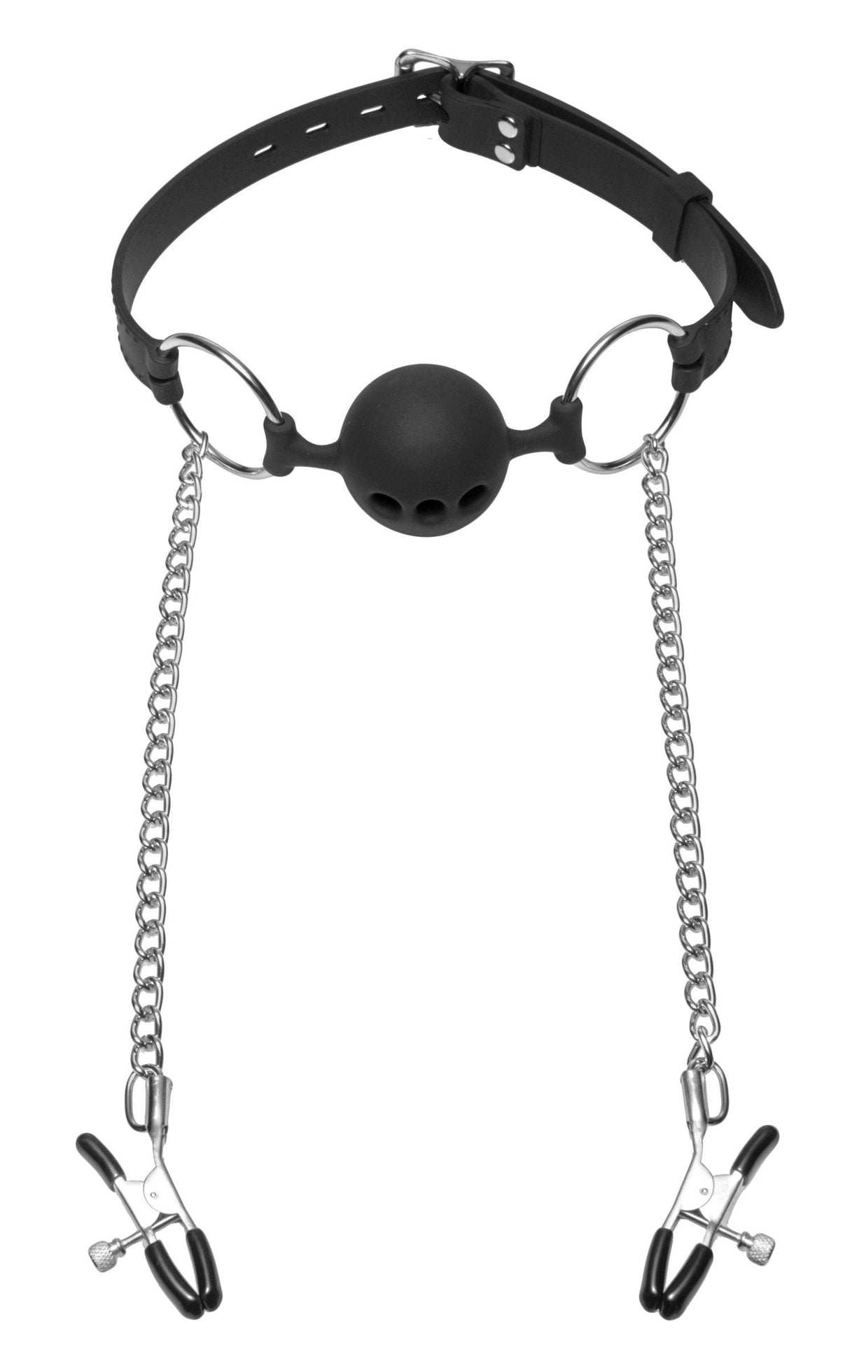 Hinder Breathable Silicone Ball Gag With Nipple Clamps - Naughty by Nature Adult Store