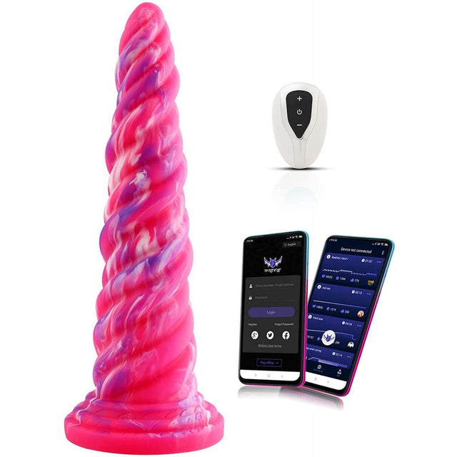 Hismith 10in Monster Series Vibrating Pink Swirl Awl Silicone - Naughty by Nature Adult Store