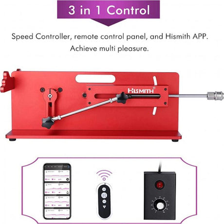 HiSmith Tabletop 2.0 Pro Red APP, Remote, Wire 3 In 1 Control Premium Sex Machine - MACHINES - PREMIUM
