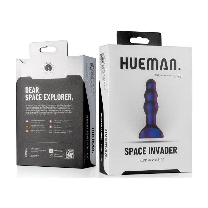 Hueman Space Invader Vibrating Anal Plug – Ribbed Silicone Butt Plug - Adult Toys