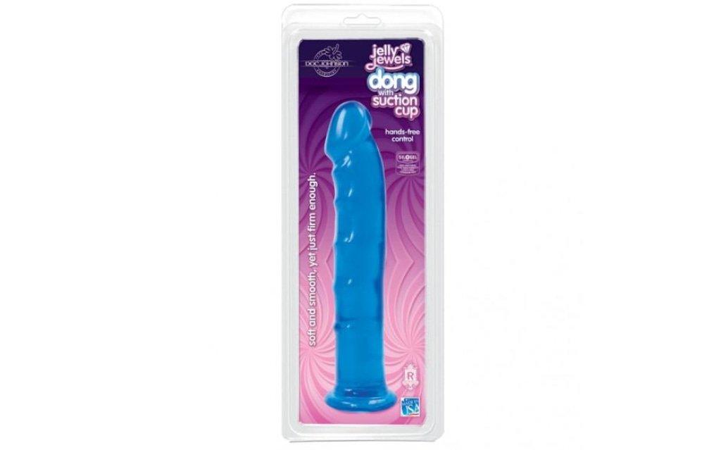 Jelly Jewels 8 Inch Realistic Suction Cup Dildo – Sapphire Blue - Adult Toys