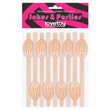 Jokes & Parties Original Pussy Straws - Flesh Pussy Straws - Set of 9 - Naughty by Nature Adult Store