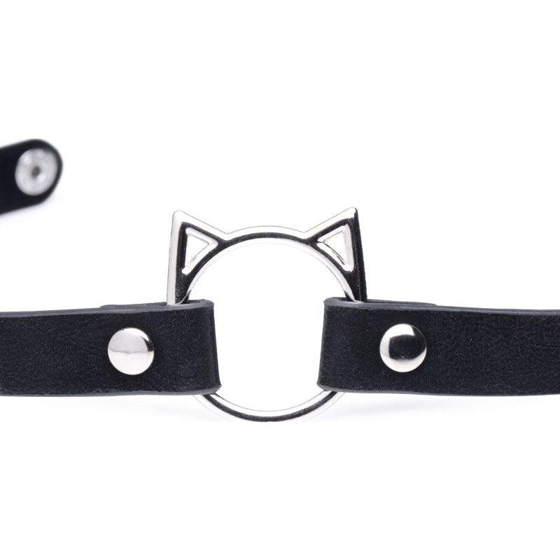 Kinky Kitty Ring Slim Choker Black - Naughty by Nature Adult Store