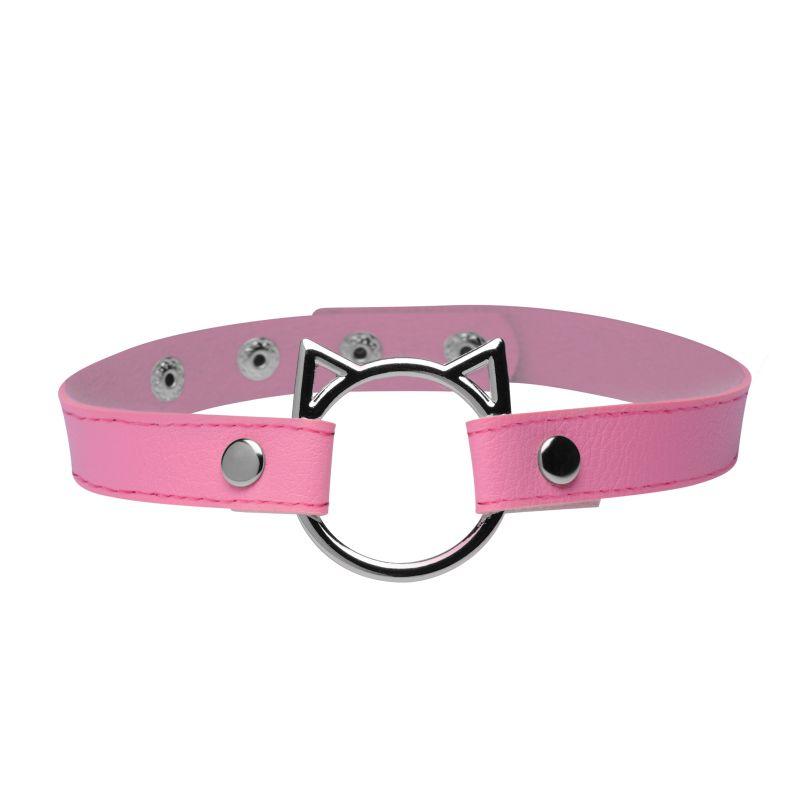 Kinky Kitty Ring Slim Choker Pink - Adult Toys