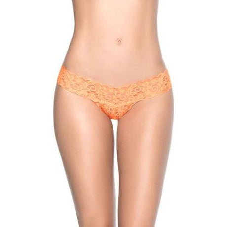 Lace V Back Thong Orange - Lingerie