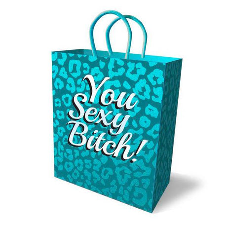 Little Genie You Sexy Bitch! Gift Bag – Teal Glitter Leopard Print - Novelties