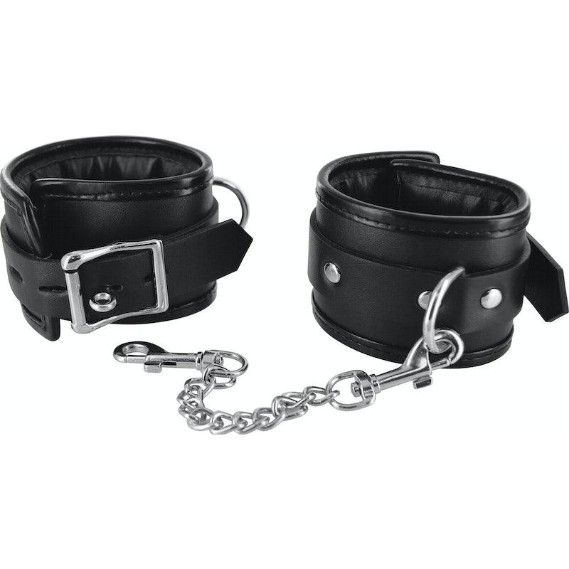 Locking Padded Wrist Cuffs with Chain - Adult Toys