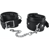 Locking Padded Wrist Cuffs with Chain - Adult Toys
