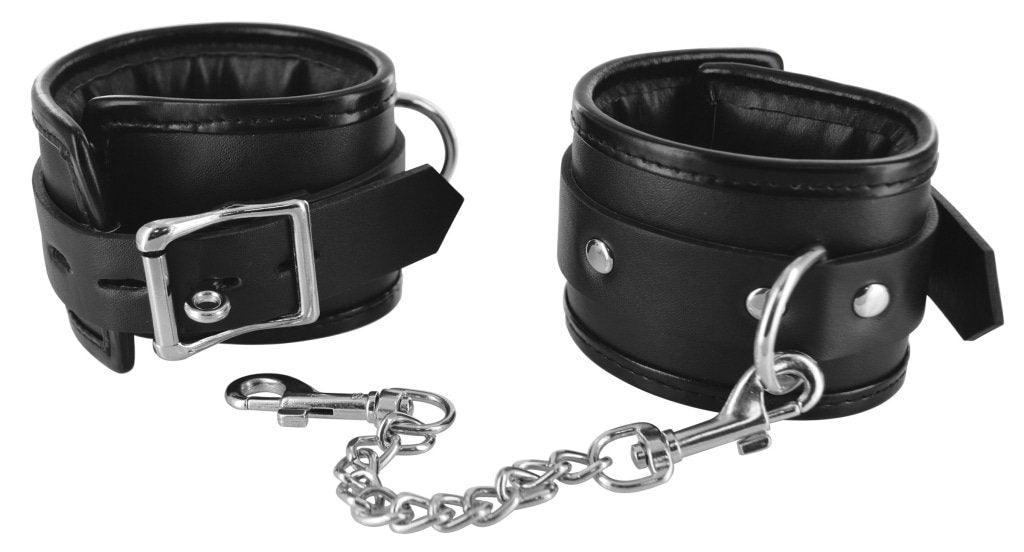 Locking Padded Wrist Cuffs with Chain - Naughty by Nature Adult Store