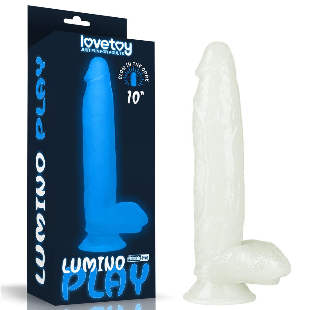 Lovetoy Lumino Glow in the Dark Realistic Dildo with Suction Base - 10" - Adult Toys