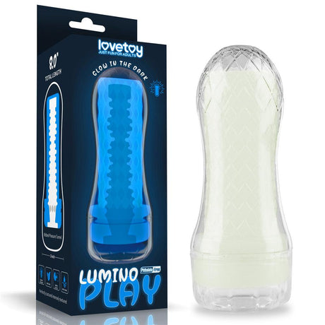 Lovetoy Lumino Play Ribbed Masturbator – Glow in the Dark TPE Stroker - Adult Toys