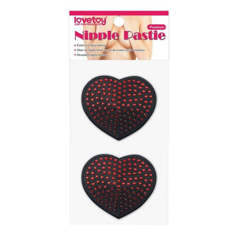 Lovetoy Red Diamond Heart Nipple Pasties – Reusable Adhesive Covers - Adult Toys