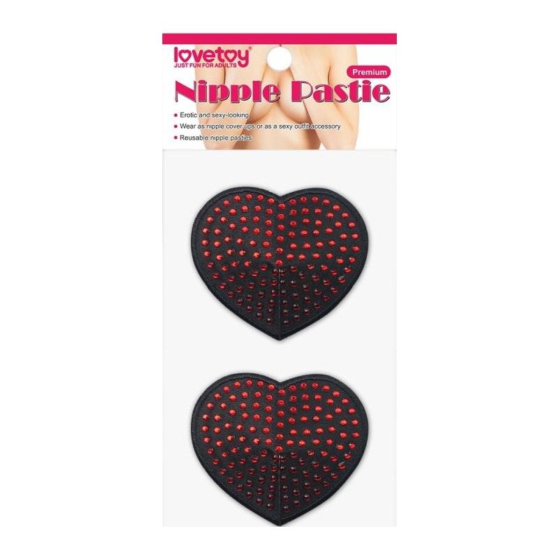 Lovetoy Red Diamond Heart Nipple Pasties – Reusable Adhesive Covers - Adult Toys