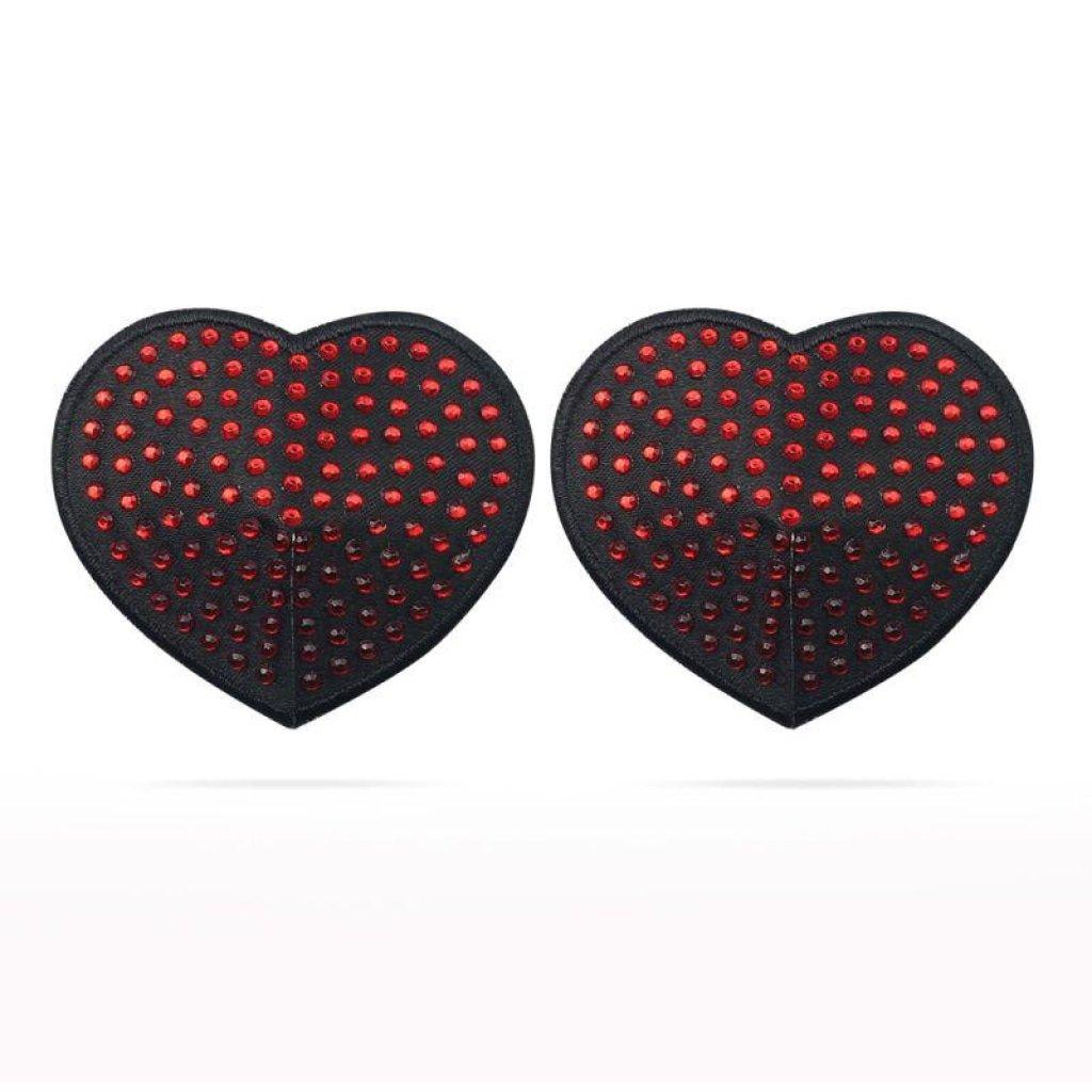 Lovetoy Red Diamond Heart Nipple Pasties – Reusable Adhesive Covers - Adult Toys