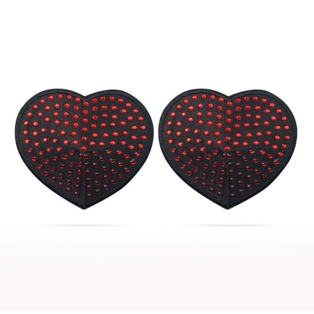 Lovetoy Red Diamond Heart Nipple Pasties – Reusable Adhesive Covers - Adult Toys