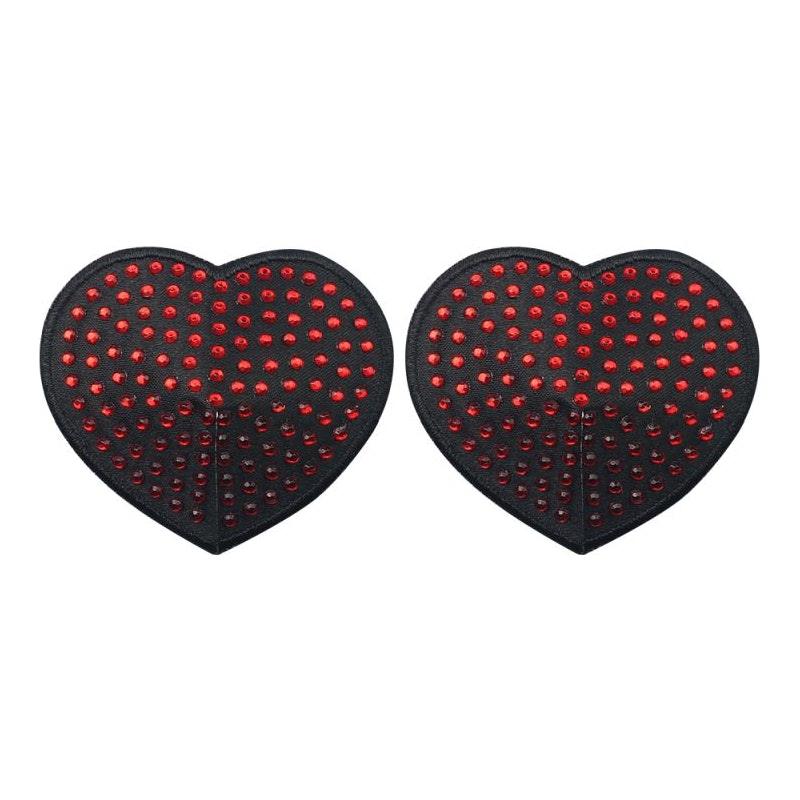 Lovetoy Red Diamond Heart Nipple Pasties – Reusable Adhesive Covers - Adult Toys