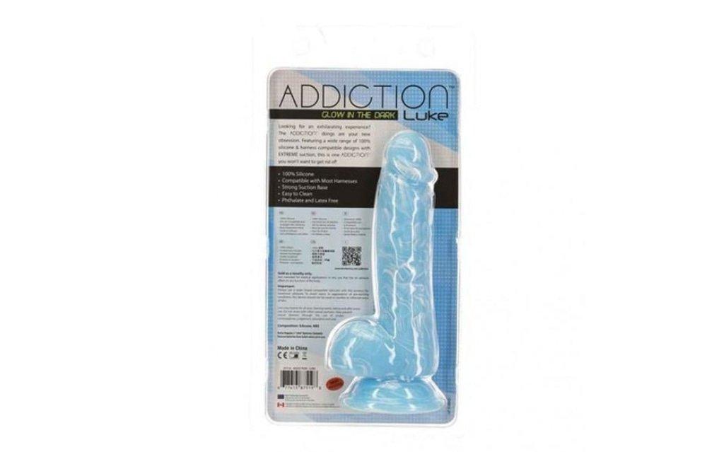 Luke 7.5in Glow in the Dark Dildo w Balls Blue - Naughty by Nature Adult Store