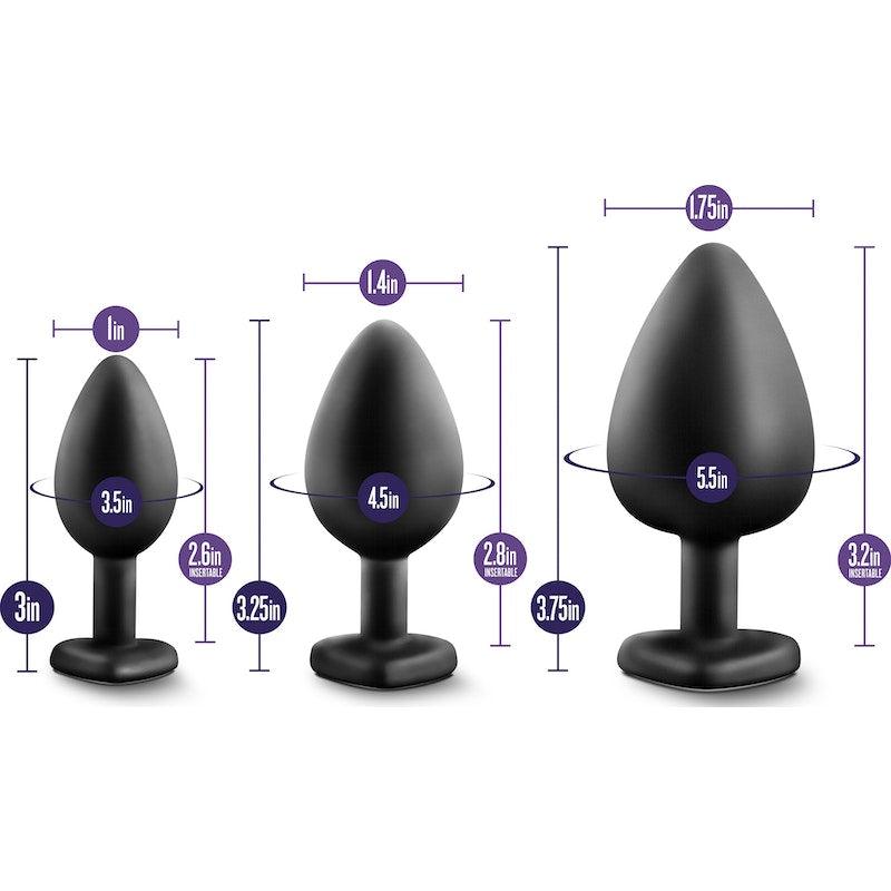 Luxe Bling Plugs Training Kit Black With Rainbow Gems - Adult Toys