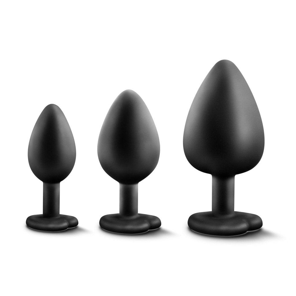 Luxe Bling Plugs Training Kit Black With Rainbow Gems - Adult Toys
