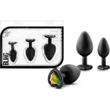 Luxe Bling Plugs Training Kit Black With Rainbow Gems - Naughty by Nature Adult Store