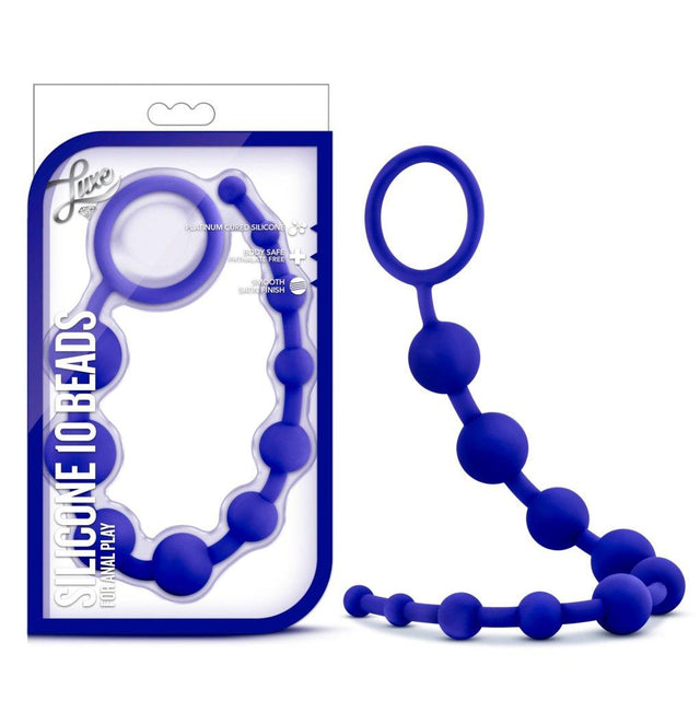 Luxe Silicone 10 Beads Indigo - Adult Toys