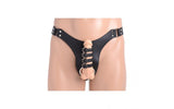 Male Chastity Harness w Anal Plug Black - Adult Toys