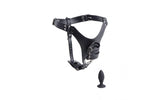 Male Chastity Harness w Anal Plug Black - Adult Toys
