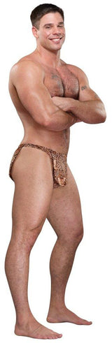 Male Power Jungle Stud Leopard Print Microfiber Thong Underwear - Lingerie