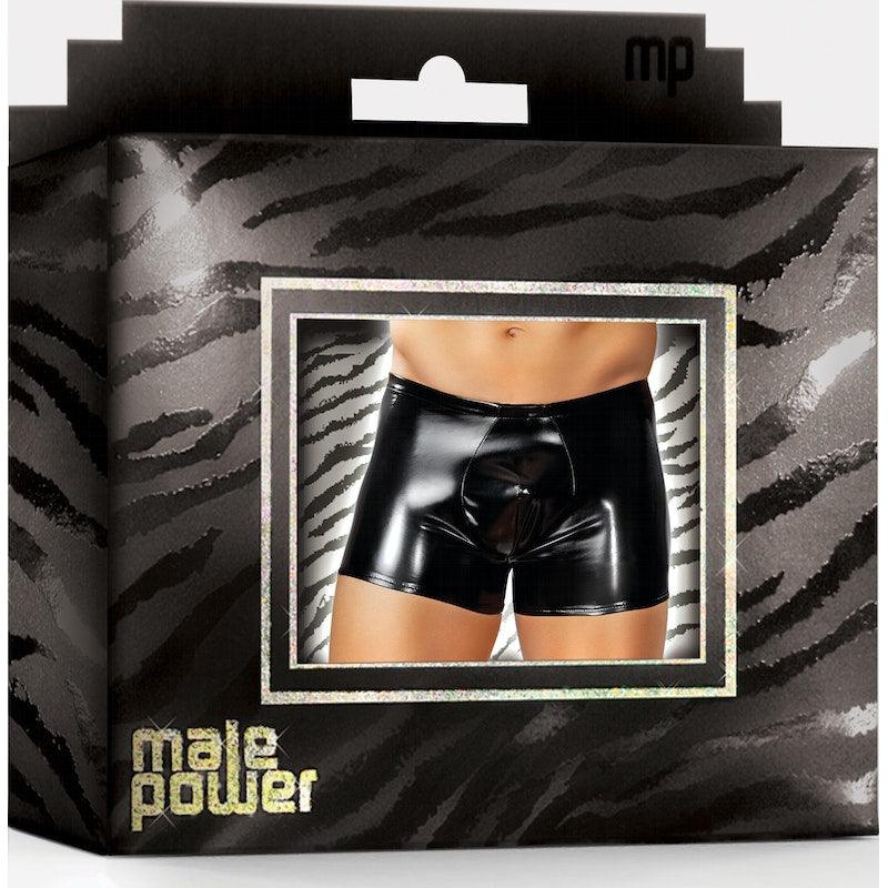 Male Power Pouch Short – Faux Leather Wet Look Men's Underwear - Lingerie