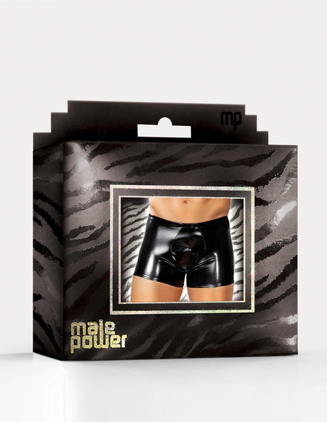 Male Power Pouch Short – Faux Leather Wet Look Men's Underwear - Lingerie