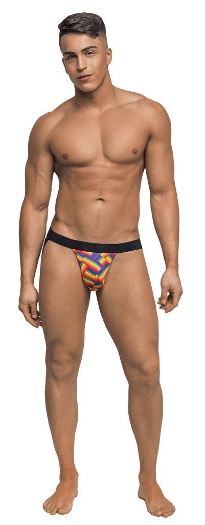 Male Power Pride Fest Jock – Rainbow Herringbone Supportive Jockstrap - Lingerie