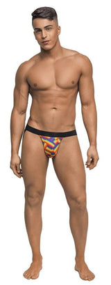 Male Power Pride Fest Jock – Rainbow Herringbone Supportive Jockstrap - Lingerie
