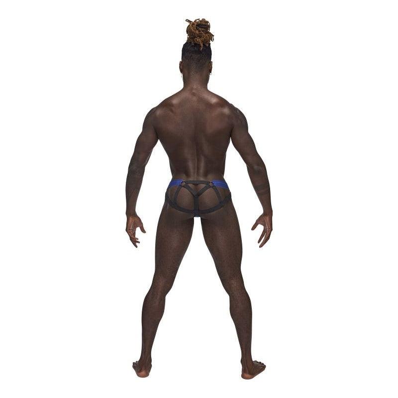 Male Power Sexagon Micro V Thong Blue - Lingerie